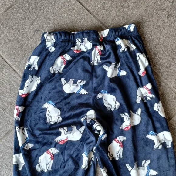 Christmas Polar Bear Print Microfleece PJ pajamas lounge Pants bottoms boy small - Picture 4 of 9
